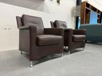 2 Leolux Paian Fauteuils bruin senso leer Design stoel