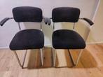 2 zwarte buizenframe stoelen, Huis en Inrichting, Stoelen, Ophalen, Gebruikt, Zwart