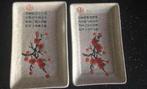 Twee Chinese bordjes met kersenbloesem motief, Huis en Inrichting, Gebruikt, Porselein of Keramiek, Schaal, Ophalen of Verzenden