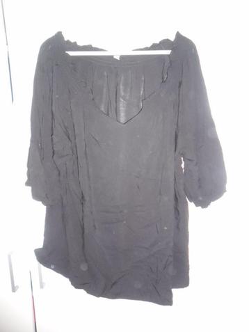 Soyaconcept Zwarte Blouse Met Elastische Hals Maat XL beschikbaar voor biedingen