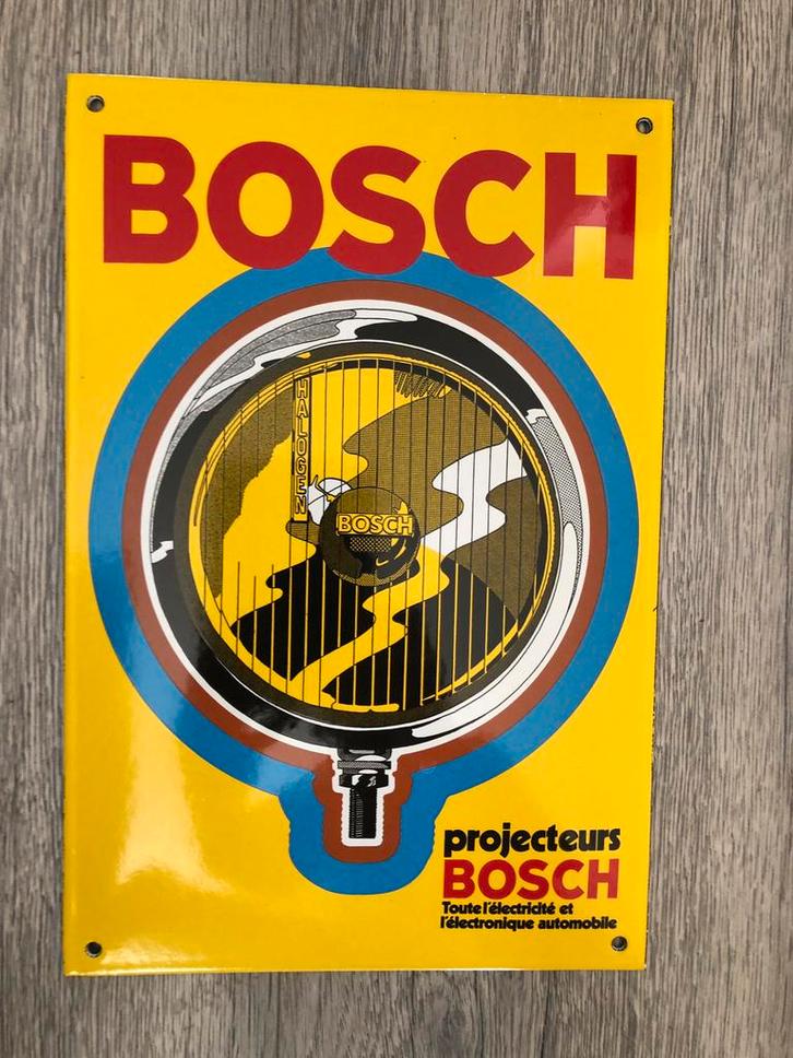 Emaille Bord Bosch mistlampen halogeen, Verzamelen, Merken en Reclamevoorwerpen, Zo goed als nieuw, Reclamebord, Ophalen of Verzenden