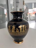 Griekse Vaas Handgemaakt met 24K Goud Decoratie - Zwart/Goud, Antiek en Kunst, Antiek | Vazen, Ophalen of Verzenden