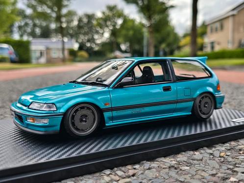 Honda civic EF9 Sir - Green metallic - 1:18 Ignition Models, Hobby en Vrije tijd, Modelauto's | 1:18, Zo goed als nieuw, Auto
