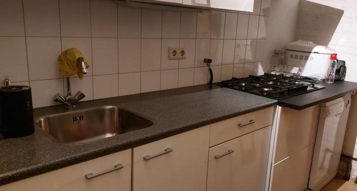 Complete keuken + gasfornuis + afwasmachine, Huis en Inrichting, Keuken | Complete keukens, Gebruikt, Enkelwandige keuken, Wit