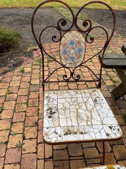 Brocante mozaïek tuinstoelen met frans karakter, Tuin en Terras, Tuinwanddecoratie, Gebruikt, Ophalen