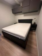 IKEA Brimnes bed, Huis en Inrichting, Slaapkamer | Boxsprings, 160 cm, Zo goed als nieuw, Zwart, Ophalen
