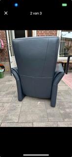 lederen fauteuil donkerblauw, Huis en Inrichting, Fauteuils, Ophalen, Zo goed als nieuw, 50 tot 75 cm, Leer