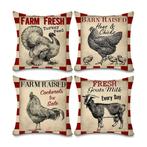 Set van 4 x Kussenhoezen Farmhouse ca. 43 x 43 cm, Verzenden, Nieuw, Overige kleuren, Vierkant