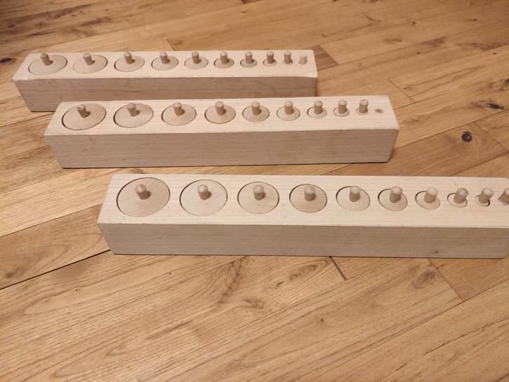 3x Montessori cilinderblokken, Kinderen en Baby's, Speelgoed | Educatief en Creatief, Gebruikt, Ophalen of Verzenden