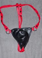 Sexy Faux ( kinky) Leren String/Broekje - M/L ( nieuw), Verzenden, Zwart, Slip