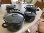 grijs gewokt pannenset 5 delig, Antiek en Kunst, Ophalen of Verzenden