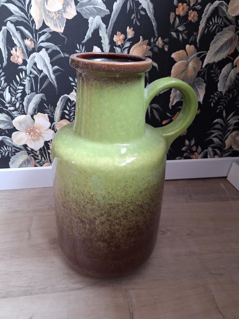 West germany Scheurich grote vaas groen bruin 408-40, Overige kleuren, Aardewerk of Porselein, Ophalen of Verzenden, Zo goed als nieuw