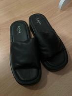 LeGer leren slippers brede band nieuw, Slippers, Zwart, Nieuw, Ophalen of Verzenden
