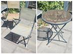 2 onderhoudsvrije inklapbare stoelen en tafeltje, Ophalen, Gebruikt, Campingstoel