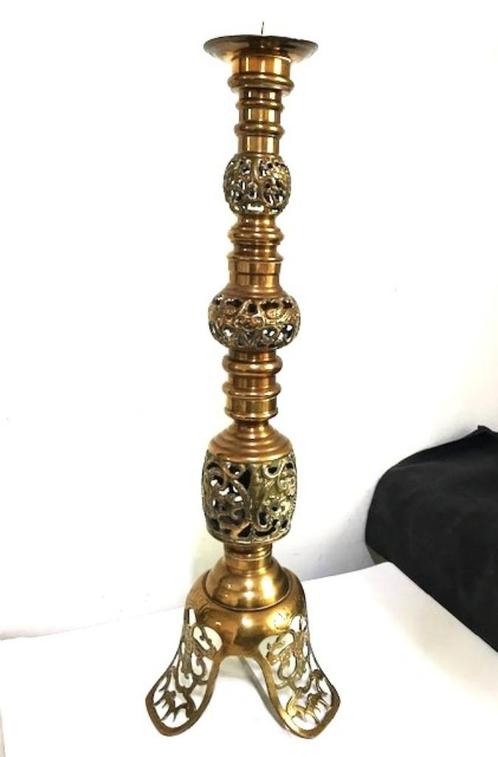 Kerk kandelaar brons 70 h antiek😍🙏✨💑🎁🤗👌, Antiek en Kunst, Antiek | Kandelaars, Koper of Brons, Ophalen of Verzenden