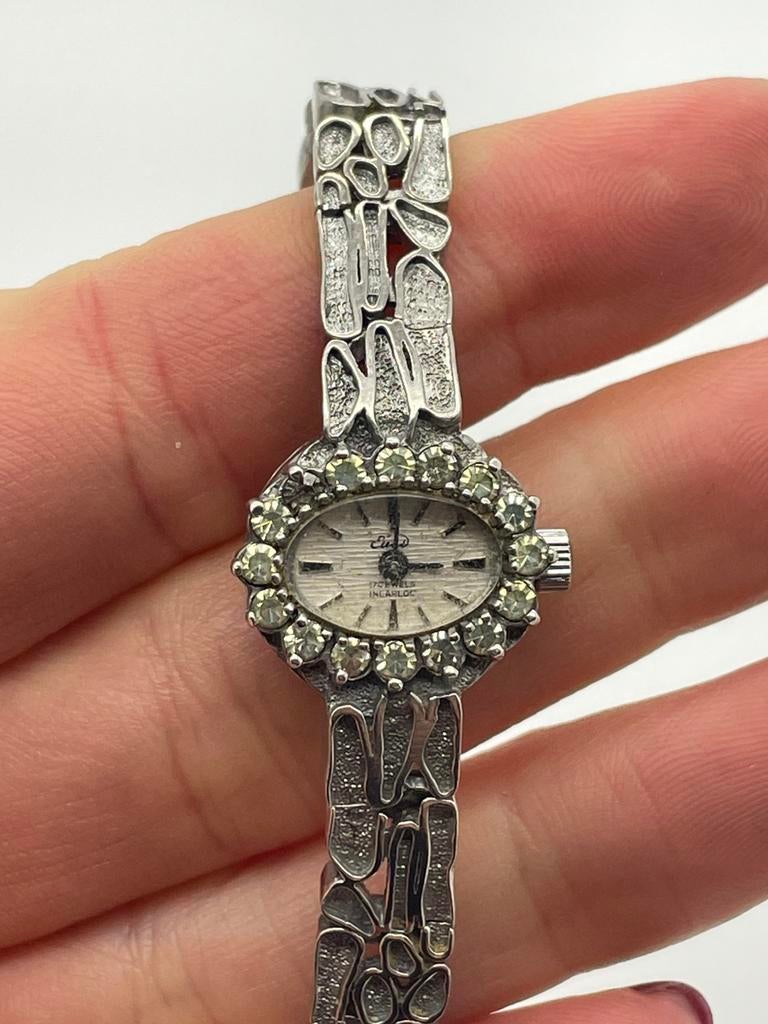 C75 Prachtig zilveren armband horloge brutalist, Ophalen of Verzenden, Zilver, Armband