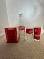 Coca Cola fles, glazen en servethouder, Verzamelen, Merken en Reclamevoorwerpen, Ophalen, Gebruikt, Gebruiksvoorwerp