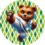 L608 icing frosting karate beer 20cm eetbare taart print top, Ophalen of Verzenden, Nieuw, Taarten, Versiering