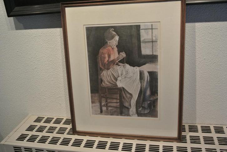 Zeefdruk Vincent van Gogh Verstellende Vrouw uit 1881, Antiek en Kunst, Kunst | Litho's en Zeefdrukken, Ophalen of Verzenden