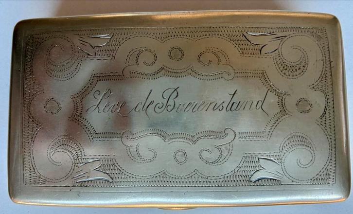 Verzilverd Doosje Leve de Boerenstand + Camel, Antiek en Kunst, Antiek | Tin, Ophalen of Verzenden