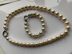 Ti Sento parel set ketting & armband, Sieraden, Tassen en Uiterlijk, Kettingen, Verzenden, Zo goed als nieuw, Beige, Zilver