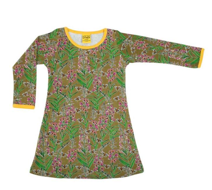 Duns jurkje groen roze paars 140-146 ecokatoen zgan, Kinderen en Baby's, Kinderkleding | Maat 140, Zo goed als nieuw, Meisje, Jurk of Rok