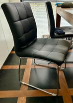 4 Zwarte Leerlook Stoelen - Gratis Afhalen, Huis en Inrichting, Stoelen, Ophalen, Kunststof, Gebruikt, Zwart
