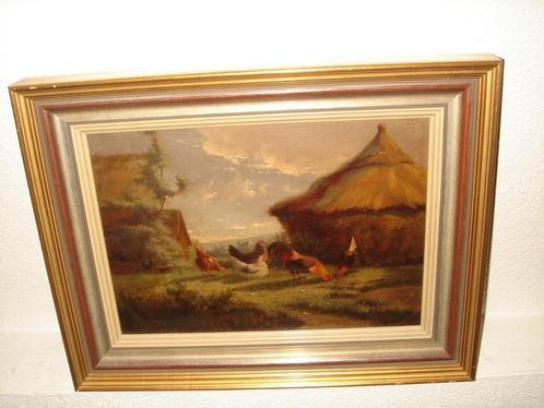 Johan Lodewijk van Leemputten(1840-1910), Rooster + chickens, Antiek en Kunst, Kunst | Schilderijen | Klassiek, Ophalen of Verzenden