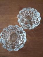 ORREFORS - 2 prachtige kristallen waxinelichthouders, Ophalen of Verzenden