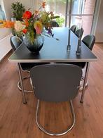 Set Gispen 515 tafel met 8 Gispen 423 RL stoelen, Huis en Inrichting, Ophalen, 200 cm of meer, 50 tot 100 cm, Zo goed als nieuw
