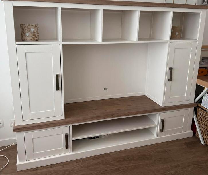 Prachtige tv kast van De Troubadour wit met hout, Huis en Inrichting, Kasten | Wandmeubels, Zo goed als nieuw, 150 tot 200 cm