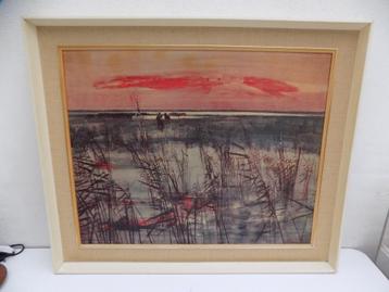 Jaren 60 wanddecoratie reproductie grijs rood ochtend zon   beschikbaar voor biedingen
