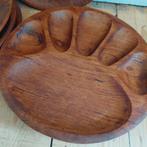 Lucky Vintage Teakhouten Fondue/Tapas Borden - Set van 6, Gebruikt, ., Rond, Ophalen of Verzenden