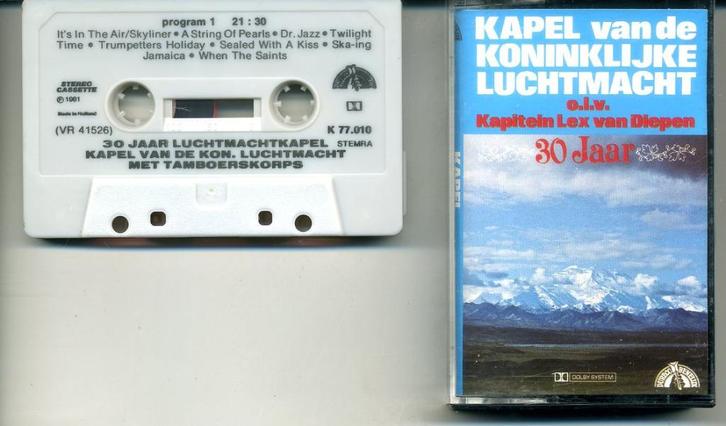 Kapel Van De Koninklijke Luchtmacht 30 jaar 13 nr cassette, Cd's en Dvd's, Cassettebandjes, Zo goed als nieuw, Origineel, 1 bandje