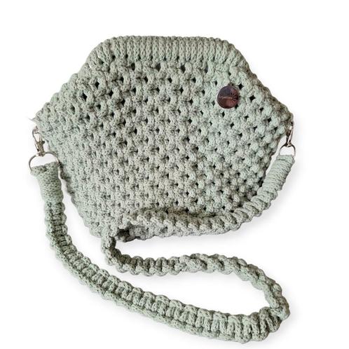Mooie macramé clutch tas, nieuw, Sieraden, Tassen en Uiterlijk, Tassen | Damestassen, Nieuw, Overige typen, Groen, Ophalen of Verzenden