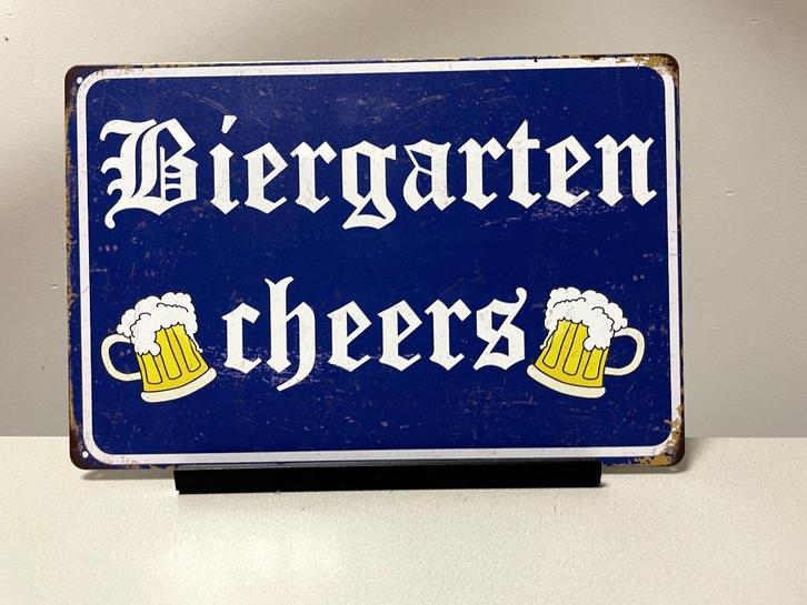 Biergarten cheers tekstbord (Old Look), Huis en Inrichting, Woonaccessoires | Tekstborden en Spreuken, Nieuw, Ophalen of Verzenden