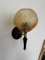 Vintage wandlamp met amberglas, Ophalen of Verzenden, Gebruikt, Glas