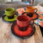 3 Stuks retro kop en schoteltjes. Fat lava. Vintage, Ophalen of Verzenden