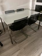 Ikea Eettafel - Glas & Metaal - Kleine Ruimte, Huis en Inrichting, Gebruikt, 100 tot 150 cm, Glas, Vier personen