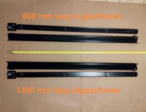 Zware lade rails, complete set 80 cm, zwart, Doe-het-zelf en Verbouw, Overige Doe-het-zelf en Verbouw, Gebruikt, Ophalen of Verzenden