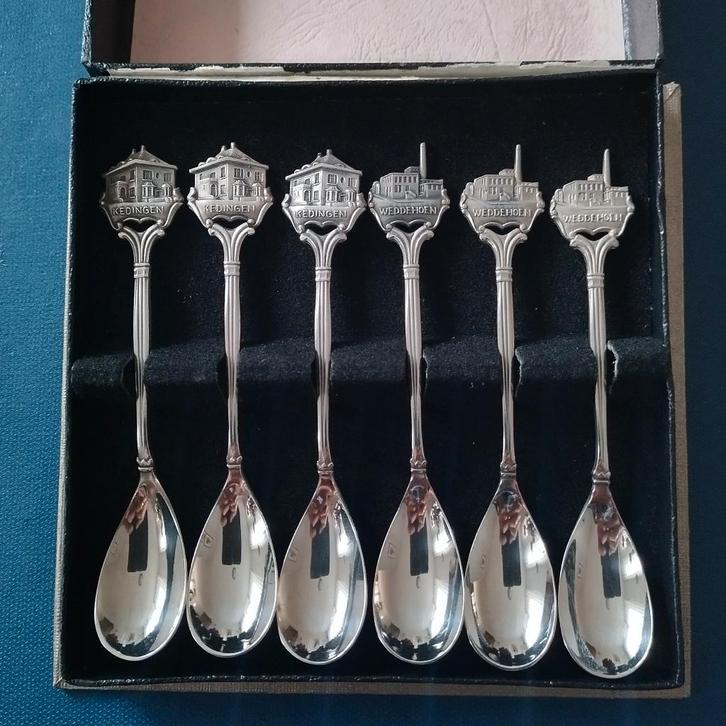 set met 6 verzilverde lepeltjes Kedingen Weddehoen (1962), Antiek en Kunst, Antiek | Bestek, Ophalen of Verzenden