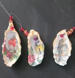 Kerstboomhangers Oesterschelp - Handgedecoreerd Vogel, Huis en Inrichting, Ophalen of Verzenden, Nieuw