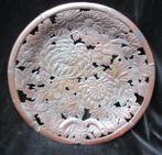 Antieke Oosterse Schaal met Chrysanten en Vogel 31 cm, Antiek en Kunst, Ophalen of Verzenden