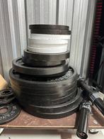 Halterschijven Set + Opbergrek, Sport en Fitness, Fitnessmaterialen, Ophalen, Gebruikt, Armen, Halterschijven