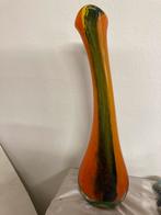 Fidrio glaskunst oranje groene ovale vaas 56x15x8 puntgaaf !, Antiek en Kunst, Ophalen of Verzenden