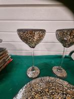 Schaal en windlichten glas mozaïek twee stuks, Ophalen of Verzenden, 'T Olde Gre-j, Info@toldegrej.nl, Endepoelstraat 20f Didam