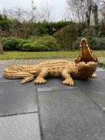 Gouden krokodil beeld vijver zwembad tuin reptiel tropen, Ophalen of Verzenden, Nieuw, Kunststof, Dierenbeeld