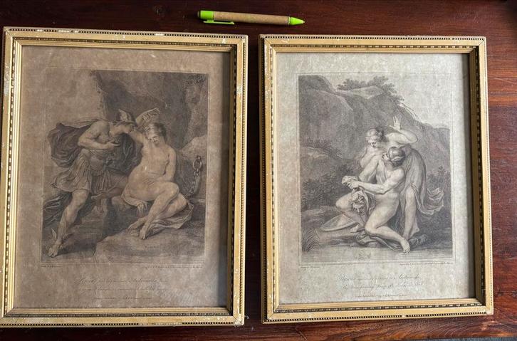 2 antieke gravures van Perseus en Andromeda I.B. Cripriani, Antiek en Kunst, Kunst | Etsen en Gravures, Ophalen of Verzenden