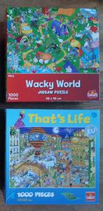 2 puzzels wacky world en that's life, 500 t/m 1500 stukjes, Legpuzzel, Zo goed als nieuw, Ophalen