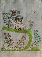 Borduurwerk, zijde, hond, puppy, dalmatiër, vintage, Ophalen, Gebruikt, Handborduren, Overige typen